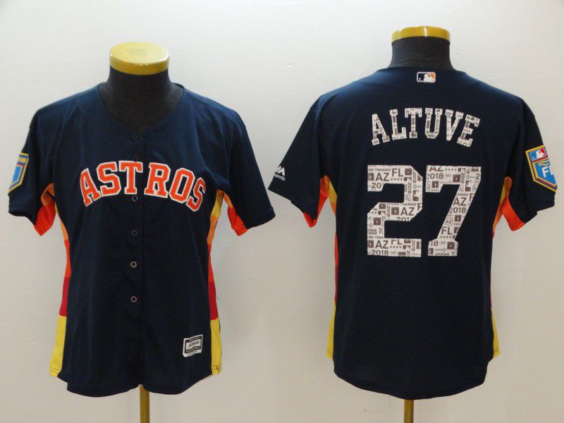 Women Houston Astros #27 Altuve Blue Spring Edition MLB Jerseys->women mlb jersey->Women Jersey